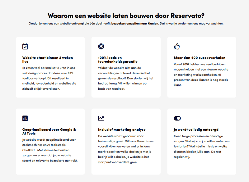 unique selling points Reservato