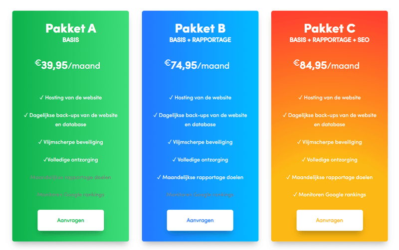 onderhoud website kosten